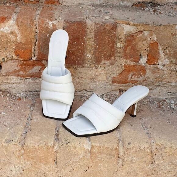 H&M heels slip on sandals padded quilted shoes - Picture 2 of 4